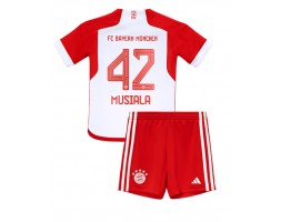 Lacne Dětský Futbalové dres Bayern Munich Jamal Musiala #42 2023-24 Krátky Rukáv - Domáci (+ trenírky)